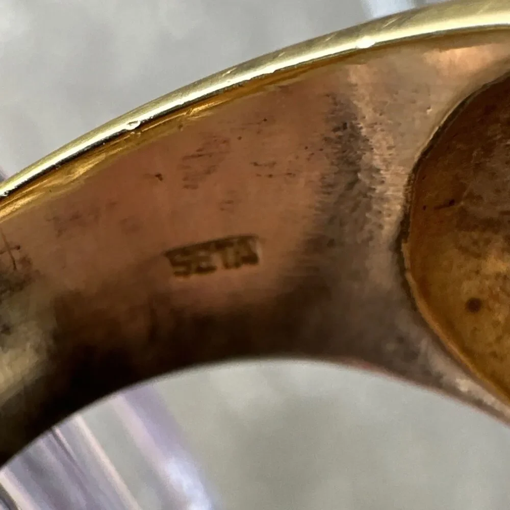 SETA 925 Gold Plated Silver Ring w/ Diamond Accents – Size 8 – 11.9g Unisex